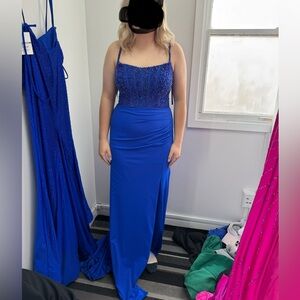 NWOT LaurenAshley Elegant Blue Beaded prom dress